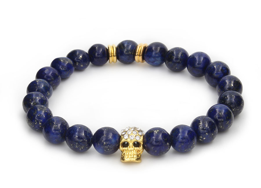 Bracelet de perles MORETI pour Homme, en Pierres Lapis lazuli